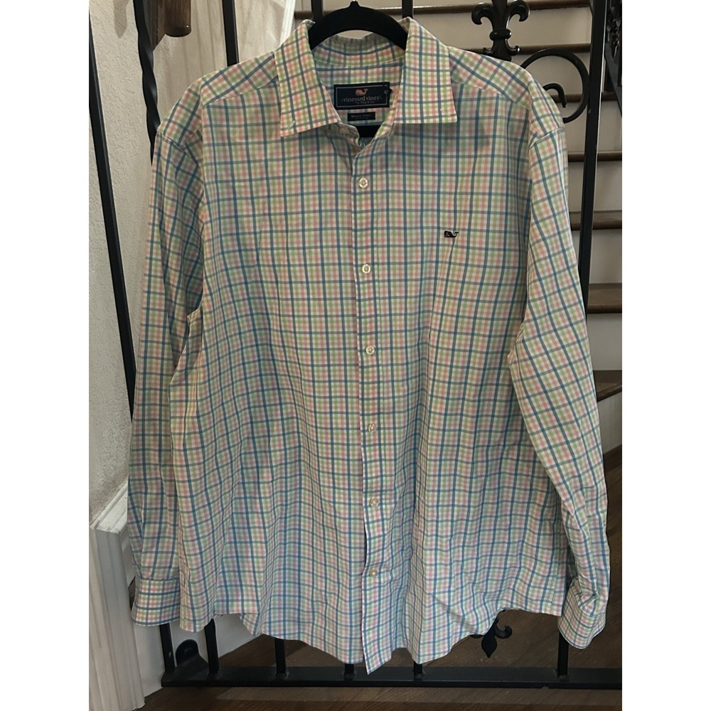 Men's Size XL Vineyard Vines Shirt Button Down Long Sleeves Pink Check